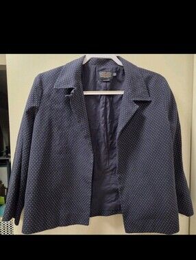 Pendleton Navy Blue Polka Dot Cotton Jacket Blazer Petite Medium PM